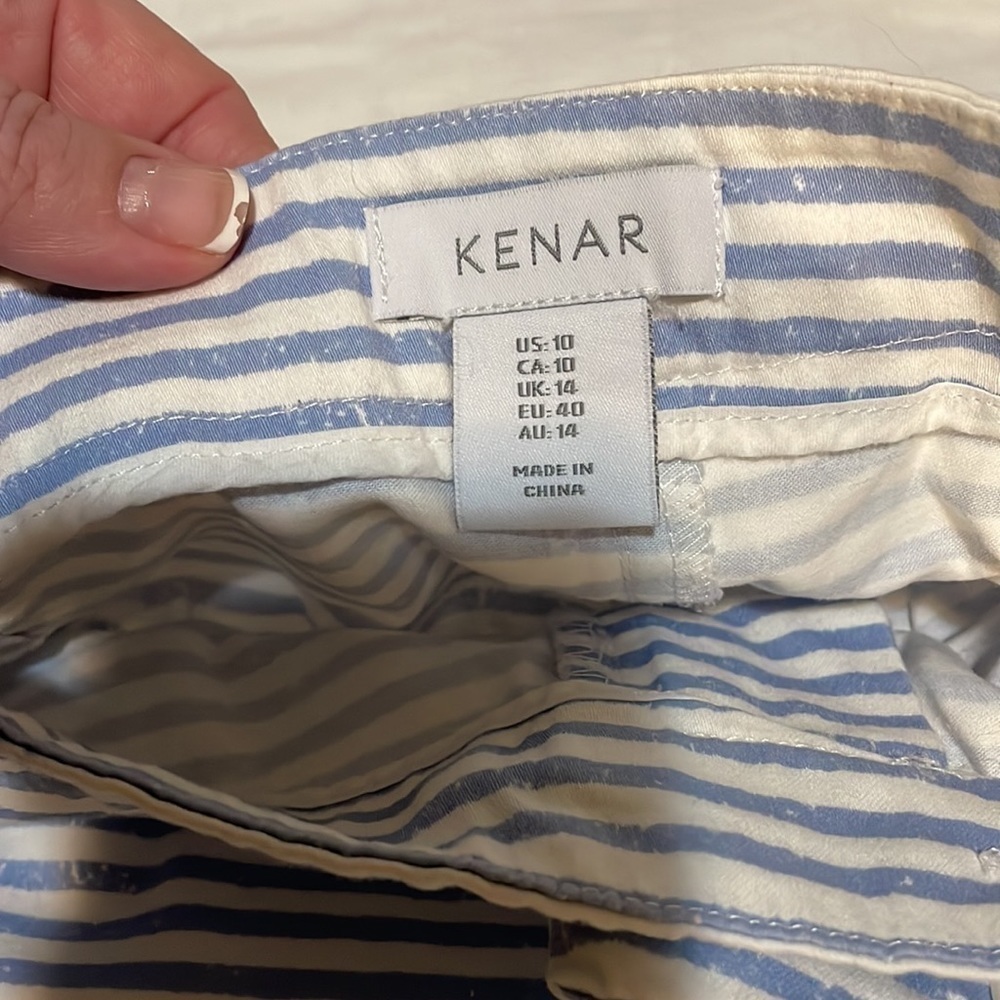 *Kenar Blue and White Striped Shorts Size 8 - Picture 3 of 3